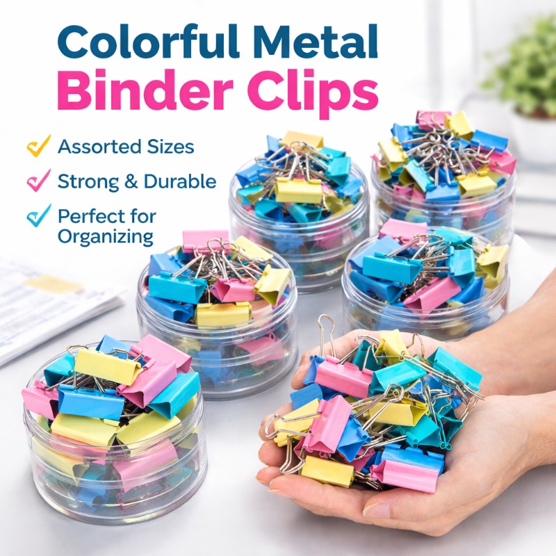 Binder Clip Assorted - Clips Metálicos de Colores, Clips para